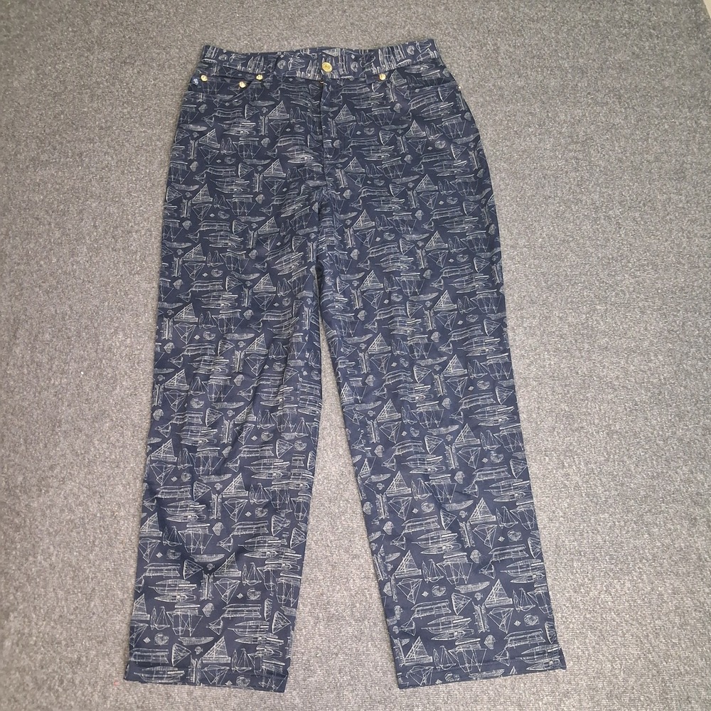 Lauren Ralph LRL Pants 10P Navy Blue Nautical Coastal Preppy Boat Resort‎ Ship